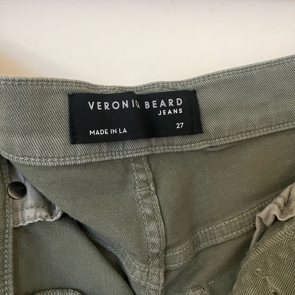 Veronica Beard Blake High Waist Straight Leg Crop Green Jeans 27 - Picture 3 of 5
